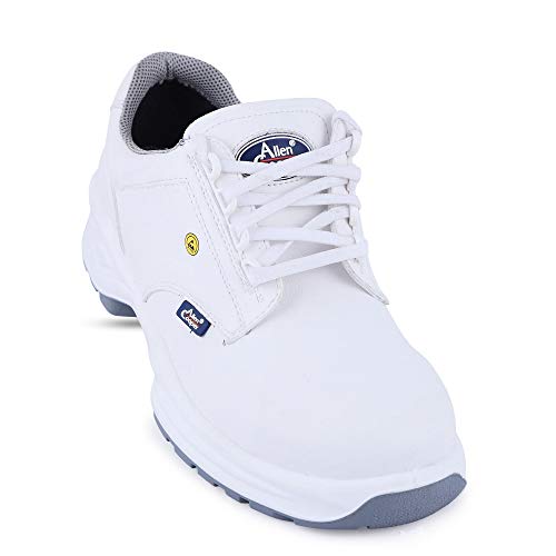 Allen Cooper AC-1443-WHITE-12 Washable Safety Shoe for Food, Pharmaceutical Industry and Hospitals, Animal Free Microfibre Upper, White, Size 12
