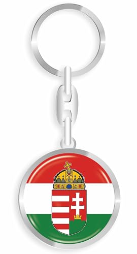 daged Porte-clés Hongrie en métal - Effet 3D + autocollant - RD, multicolore, 33mm