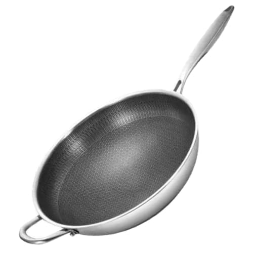 Wok de acero inoxidable con doble mango y fondo plano miniatura 1