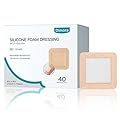 Dimora Silicone Foam Dressing with Border 40 Pack, Adhesive 4"x4" Wound Dressing Large Bandage for Wound Care