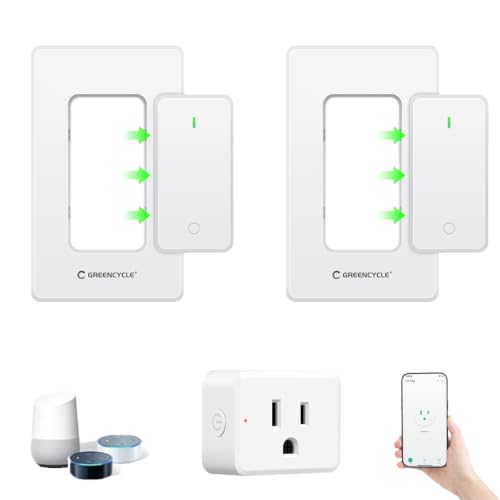 Image of Greencycle WiFi Plug with 2 Wall Switches,App /Voice /Wireless Switch Control
