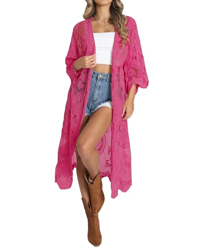 Image of Bsubseach Women Mesh Cardigan Bikini Beach Kimono Open Front Swimsuit Cover Ups Swimwear
