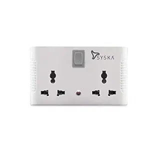 SYSKA 4 Way Power Plug 4 Socket Surge Protector (Grey, White)