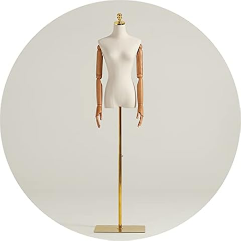 CDDUOLA Female Mannequin Torso Body, Mannequin with Square Plate Base, Height Adjustable Manikin for Wedding Model Stand Styling Display, 2 Styles (Color : Gold-S, Size : B) Cover