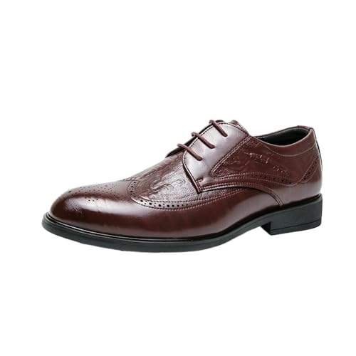 Men's Lace up Brogue Leather Dress Shoes Four Seasons Pointed Toe British Style Comfortable Office Wedding Groom Footwear