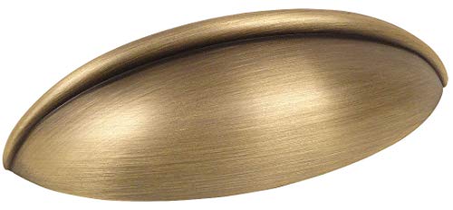 Cosmas 10 Pack 1399BAB Brushed Antique Brass Cabinet Hardware Bin Cup Drawer Handle Pull - 2-1/2" Inch (64mm) Hole Centers