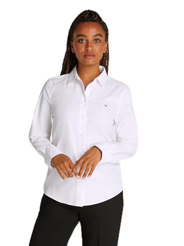 Tommy Hilfiger Ess Poplin Regular Shirt, Camicia L/S Donna, Pink (Classic Ithaka Stp Light Pink), 40