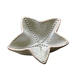 BOOMLATU Plato de joyería hecho a mano, platos vintage de pavo real, bandejas de cerámica vívidas decorativas para exhibición en el hogar, verde claro (bandeja de cerámica de estrella de mar)