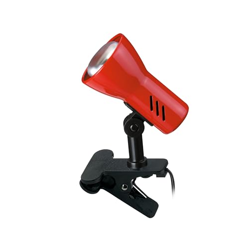 BRILONER - Nachttischlampe, Schreibtischlampe, Tischlampe, Leselampe, Bürolampe, Buch Klemme, Klemmlampe, Kinderzimmer, Schwenkbar, Schnurschalter, 1x E14, max, 40 Watt, 10,8 cm, Rotfarbig