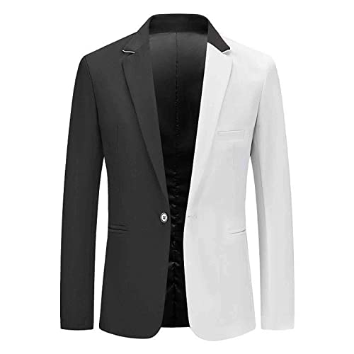 Color Block Blazers for Men Slim Fit One-Button Sport Coats Notched Lapel Collar Wedding Party Suit Jacket