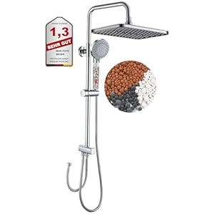 GAOZHI Regendouche, douchekop, regendouche zonder armatuur, complete set, regendouche, douchesysteem met handdouche, verstelbare douchestang, chroom