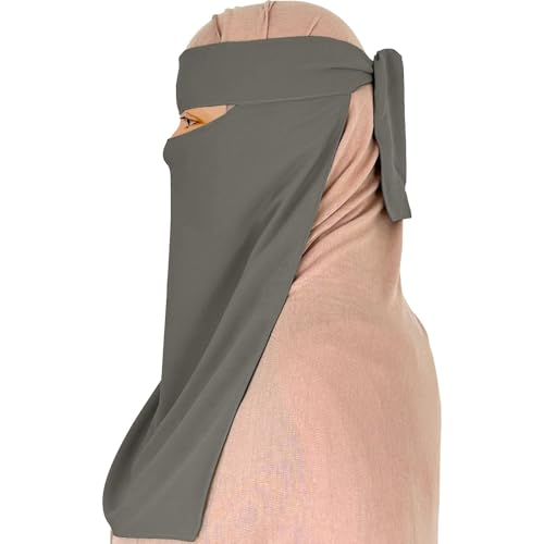 Syeeds Boutique Women's Niqab, Soft Chiffon Muslim Veil Burqa Face Cover, One Layer Nose Piece, Medium Length, 16" W x 18" L2