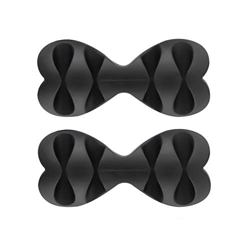 PNI Multifunctional Organizer Tidy Clip 08 Flexible Silicone Adhesive for 8 4x2 Cables with 6 mm Diameter Black Set of 2