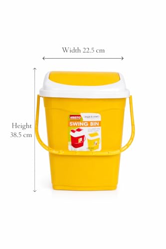 Image of ARISTO Plastic Swing Lid Garbage Dustbin 16 LTR Combo (Yellow & Yellow)