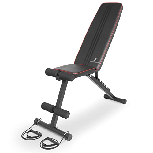 Prosourcefit Foldable & Adjustable Multi-Purpose Weight Bench With Resistance Band For Home And Gym Full-Body Strength Training Workouts, Fitness Exercises And Weight Training Black #TOP2