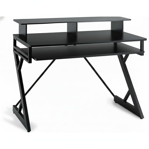 Image of TEKAVO Banin Studio Table for Music Production | with Monitor Riser + Long Keyboard Tray | Desk for Editing Studio, Gaming, Workstation | 120 cm X 60 cm