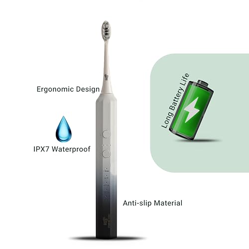Image of Prime Pick Electric Toothbrush with 3 Brush Heads, 5 Cleaning Modes, Fast Wireless Charging, IPX7 Waterproof - for Adults & Kids (Black)