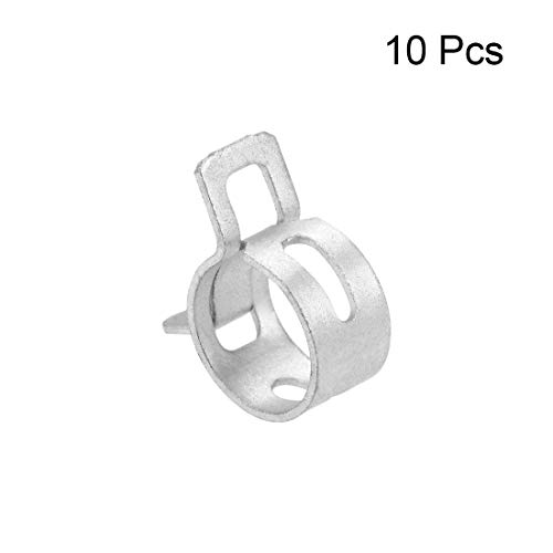 uxcell Spring Band Type Clamp 12mm Inner Dia Fit 12.5-13.2mm OD Hose Fuel Line Silicone Tube Clips Clamp Silver Manganese Steel 10Pcs - Image 2