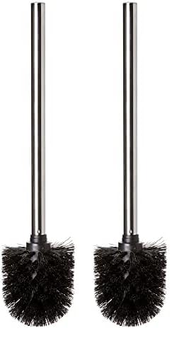 Tatay Mango Escobilla WC de Baño INOX, Cepillo Negro, Mango de Acero Inoxidable, Fabricado en España. Libre de BPA. Medidas 8 x 8 x 35 cm, 4438901 (Paquete de 2)