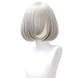 さらさら フルウィッグ ボブ 35ｃｍ 前髪斜め ロリータウイッグ カラーセレクト 23種類 ショート コスプレ オリジナルセット (シルバー)