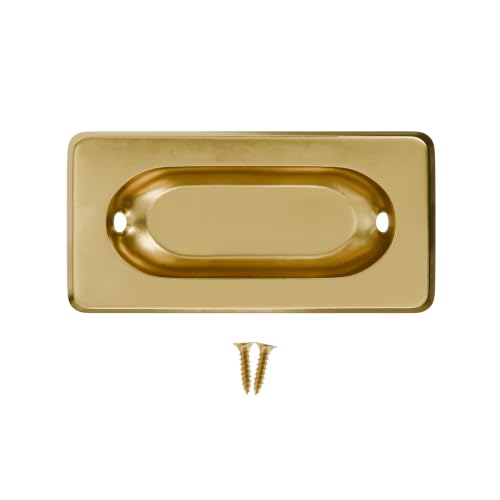 UNIQANTIQ HARDWARE SUPPLY Brass Recessed Sash Window Lift with Beveled Edge - 3-1/8" x 1-5/8" - Pack of 1 - Stamped Brass Pull for Vertical Sliding Sash Windows - UA-823-PB (1)