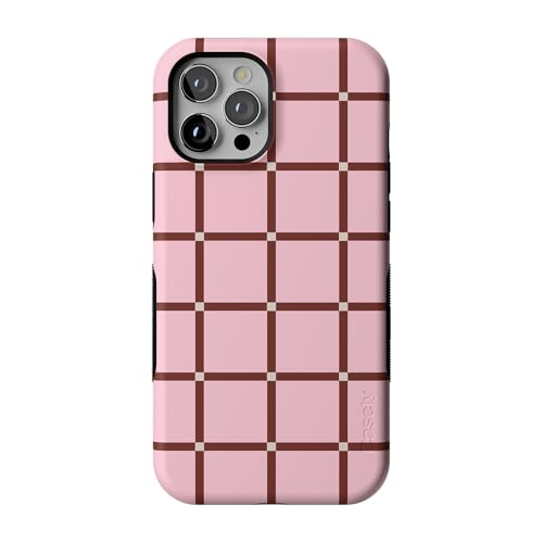 Casely iPhone 12 Pro Max Case | Uptown Gridlock | Pink Checkerboard | Bold Protective Design | Compatible with MagSafe