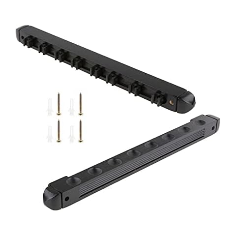 perfeclan Estante para Tacos de Billar, 2 Piezas, en, de Maciza, para Billar/Taco de Billar, con Capacidad para 8 Tacos, Negro Cover