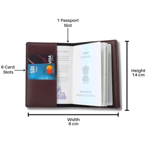 Image of ncgifts Personalised Leather Passport Holder with Custom Name & Charm - Handcrafted Travel Wallet Cover for Men & Women - Brown Genuine Leather Gift Set