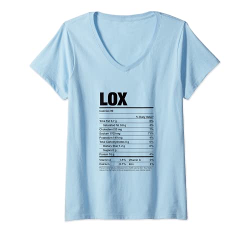 Donna Fatti nutrizionali Lox Salmon Jewish Holiday Hanukkah Gift Maglietta con Collo a V