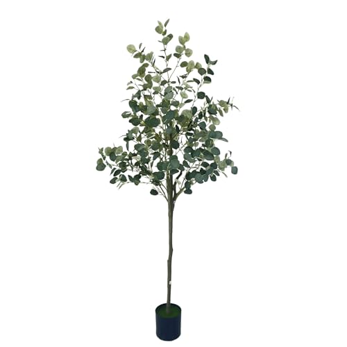 6 Feet Faux Eucalyptus Tree in Plastic Nursery Pot, high Density of 506 Silver Dollar Realistic Leaves, Freshness, Healing and Resilience, Green for Living Room, Home Decor Hotel Indoor Outdoor