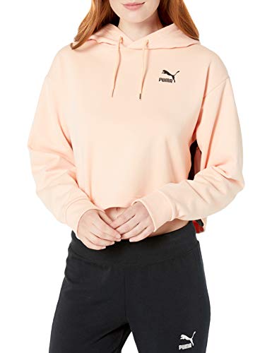 PUMA Women's Classics Cropped Hoodie, Peach Parfait, L