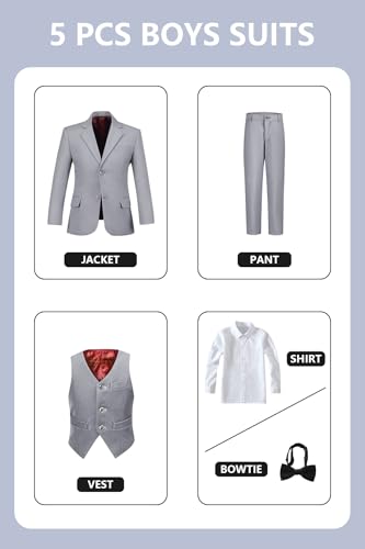 Image of Boys Suit for Kids Formal Slim Fit Tuxedo Suits Ring Bearer Outfit
