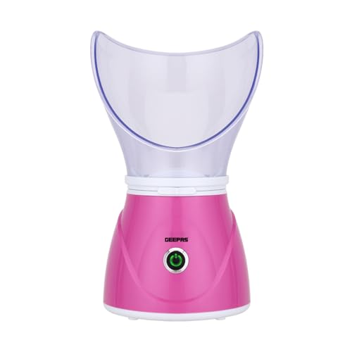 GEEPAS Face Steamer for Women | 2-in-1 Electric Facial Nasal Inhaler for Cold Flu Sinus Relief | Fast Heat-up LED Indicator | Home Spa Sauna Removes Blackheads Open Pores | 3 Attachments 130W Pink