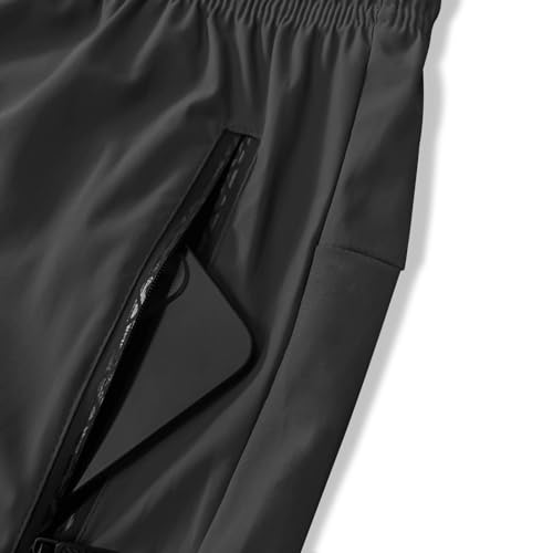 Mens Lightweight Quick Dry Athletic Workout Pants, Stretch Drawstring Outdoor Fishing Fashion Pants with Zipper Pockets3