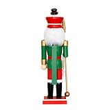 Tmboryuu Rey cascanueces con cetros de copo de nieve, adorno tallado en madera, figura de Navidad para exhibición de mesa de Navidad, adorno de marioneta de rey de madera