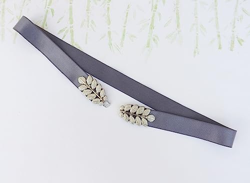 Gray Elastic Silver Grecian Leaf Waist Belt For Women, Size XS to 3XL2