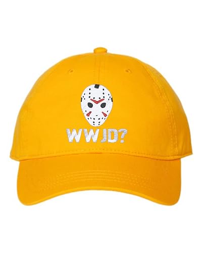 One Size Yellow Dad WWJD? What Would Jason Do Funny Horror Movie Embroidered Hat