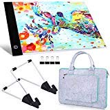 PP OPOUNT Diamond Art A4 5D LED Light Pad Set Including Polyester Felt Hand Held Case Bag, A4 LED Light Pad, Stand Holder and Black Pad Clip for DIY Art Craft Diamond Art Sketching