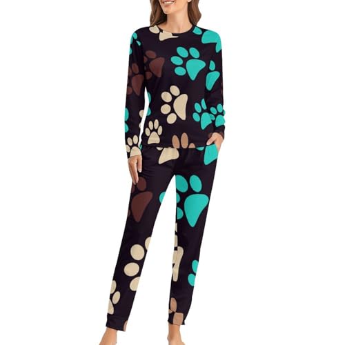 Pyjama femme Patte Mignonne ensemble de nuit haut de gamme manches longues et pantalon