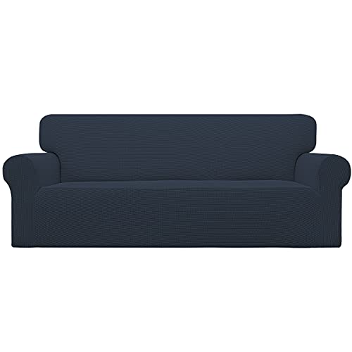 Image of Easy-Going Stretch Oversized Sofa Slipcover 1-Piece Sofa Cover Furniture Protector Couch Soft with Elastic Bottom for Kids, Polyester Spandex Jacquard Fabric Small Checks Dark Blue