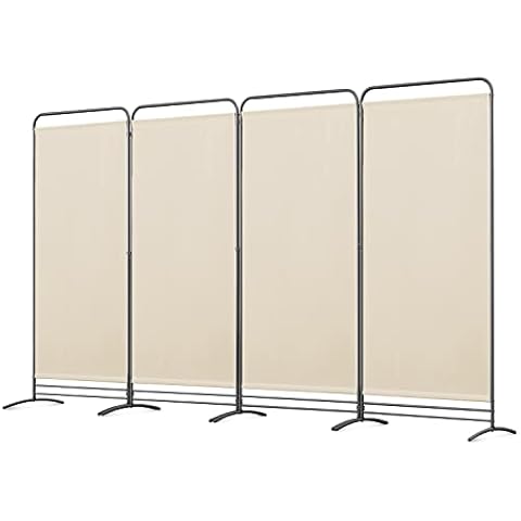 Angel Living Paravent 4 Teilig Klappbar Raumteiler Freistehend Sichtschutzwand Raumteiler Stellwand Trennwand Sichtschutz für Büros, Balkon,Schlafzimmer,Außengarten,324cm x 180cm,Beige Cover