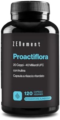 Probiotici e Prebiotici Intestinali, 120 Capsule Gastroresistenti - 20 ceppi (40 miliardi di UFC) per dose + Inulina + Zinco - Supporto Digestivo e Sistema Immunitario - Vegano - Zenement