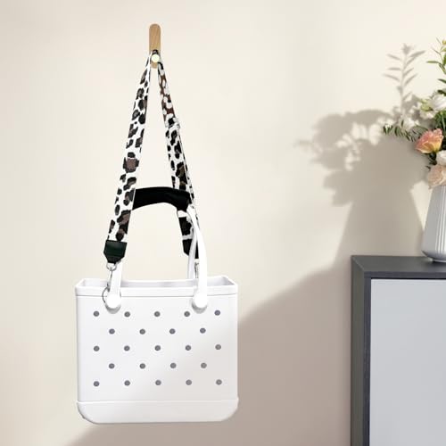 Image of Strap Wrap for Bogg Bag, Accessory for Bagg Bag, With Adjustable Shoulder Leopard Print Crossbody Strap, Black Handle Wrap Protector and Metal Buckle(Style 11)