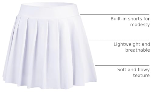 Image of Bezioner Girls Tennis Skirt A-Line Pleated Skirt with Shorts Pocket Uniform Skort for Golf Athletic Cheerleading