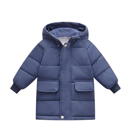 Mid Jacket for Boys Girls Winter Thickened Warmth Hooded Parka Coat Soft Comfy Solid Kids Quilted Coat with Pockets