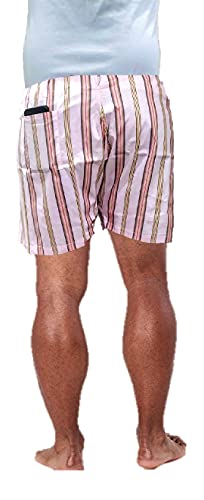 Image of Men's Lattha Traditional Pure Cotton Underwear aka Patta wala Janghiya, Dhari wala / Striped Undergarment, Khadi Latthe Ka Jangia, Nicker,Chaddi; Nade wala kachha with wide Miyani /Asan & Back Pocket & Drawstring /Nada