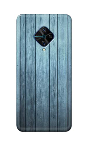 Image of Printed Hard Back Cover Case for Vivo S1 Pro Back Cover (Wooden Blue) -1302
