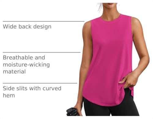 Image of PINSPARK Workout Tank Tops for Women UPF 50+ Side Slits Athletic Gym Shirt