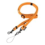 [HIGHCAMP] ハイキャンプ 2way ネック ストラップ 斜め掛け ショルダーストラップ 約70cm～約135cm 長さ調節可能 スマホ 携帯 落下防止 ネックストラップ 日本製 オレンジ