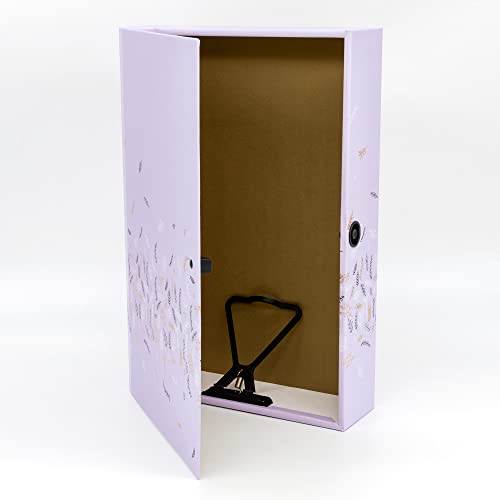Pukka Pad, Rochelle & Jess A4 Paperboard Box Files for School and Office Document Organisation – Pack of 3 Chic Designs – Lilac, Pink, and Black with Gold Foil Detail and Contrasting Gold Interior